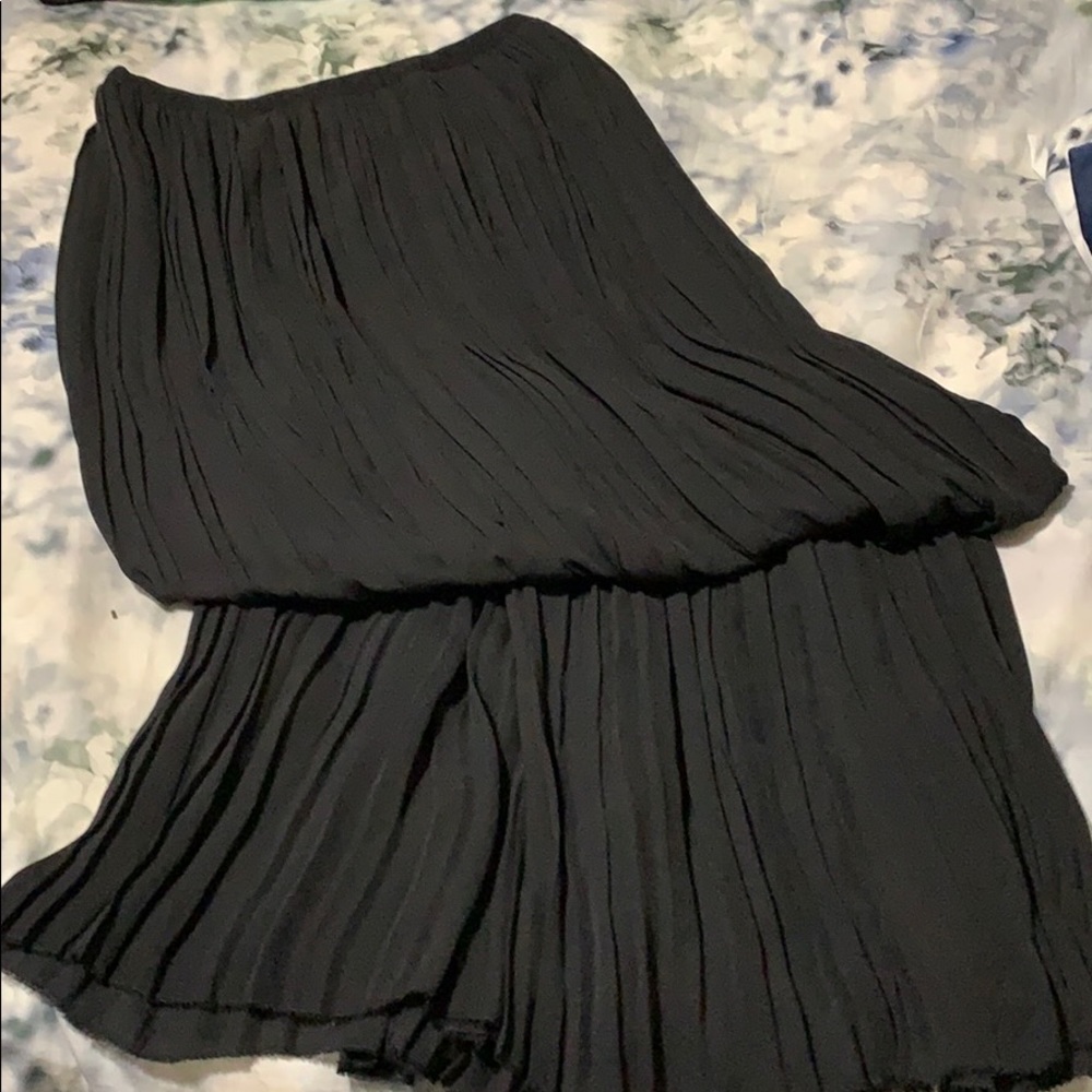 Vince Long Black Pleated Skirt